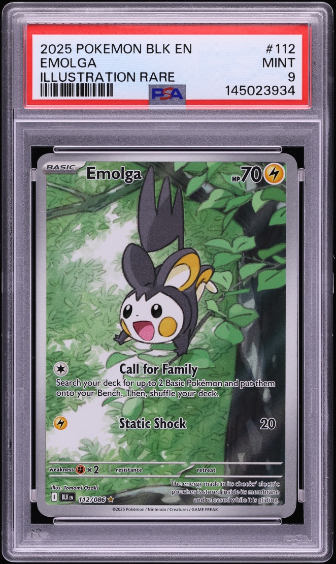 2025 Pokemon Scarlet & Violet Black Bolt IR Emolga #112 PSA 9 MINT