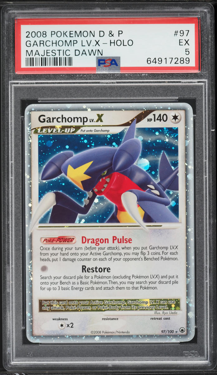 2008 Pokemon Diamond & Pearl Majestic Dawn Holo Garchomp LV.X #97 PSA 5 EX