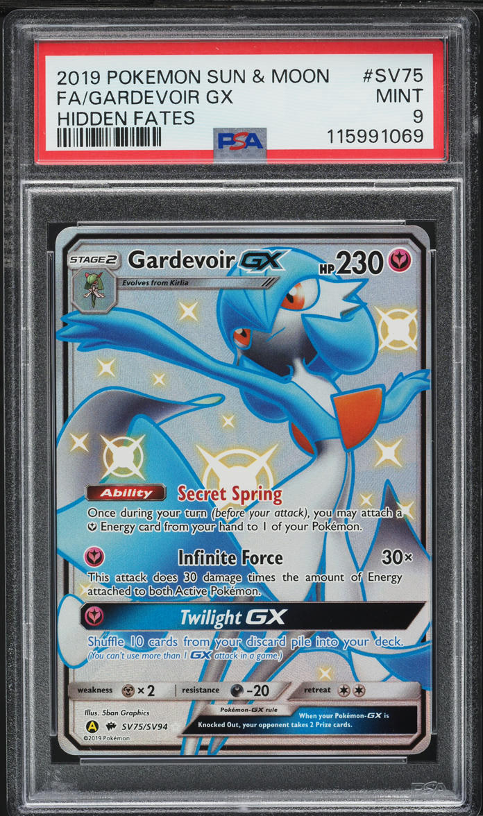 2019 Pokemon SM Hidden Fates Full Art Shiny Gardevoir GX #SV75 PSA 9 MINT