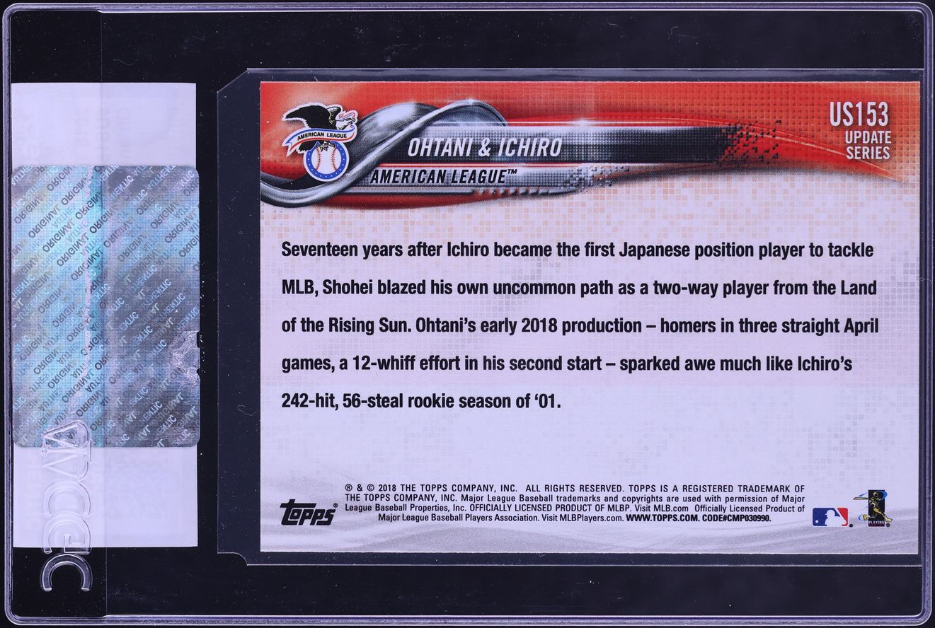 2018 Topps Update Japan's Finest Ichiro & Shohei Ohtani ROOKIE #US153 CGC AUTH