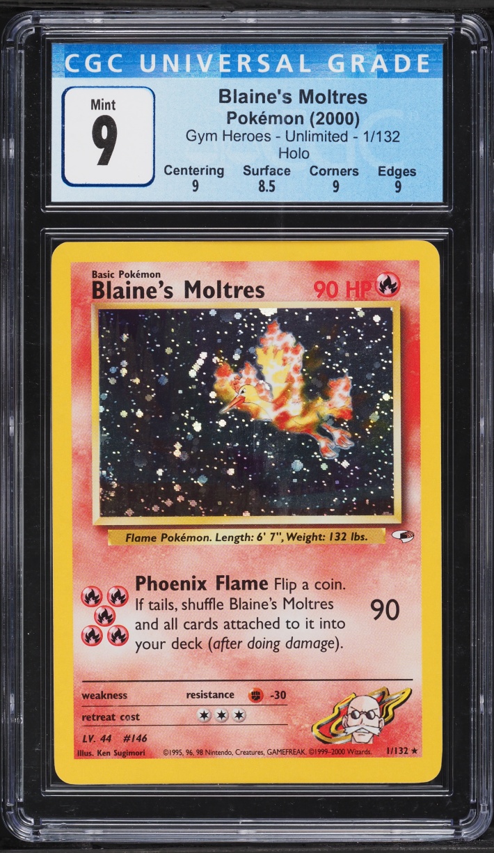 2000 Pokemon Gym Heroes Holo Blaine's Moltres #1 CGC 9 MINT