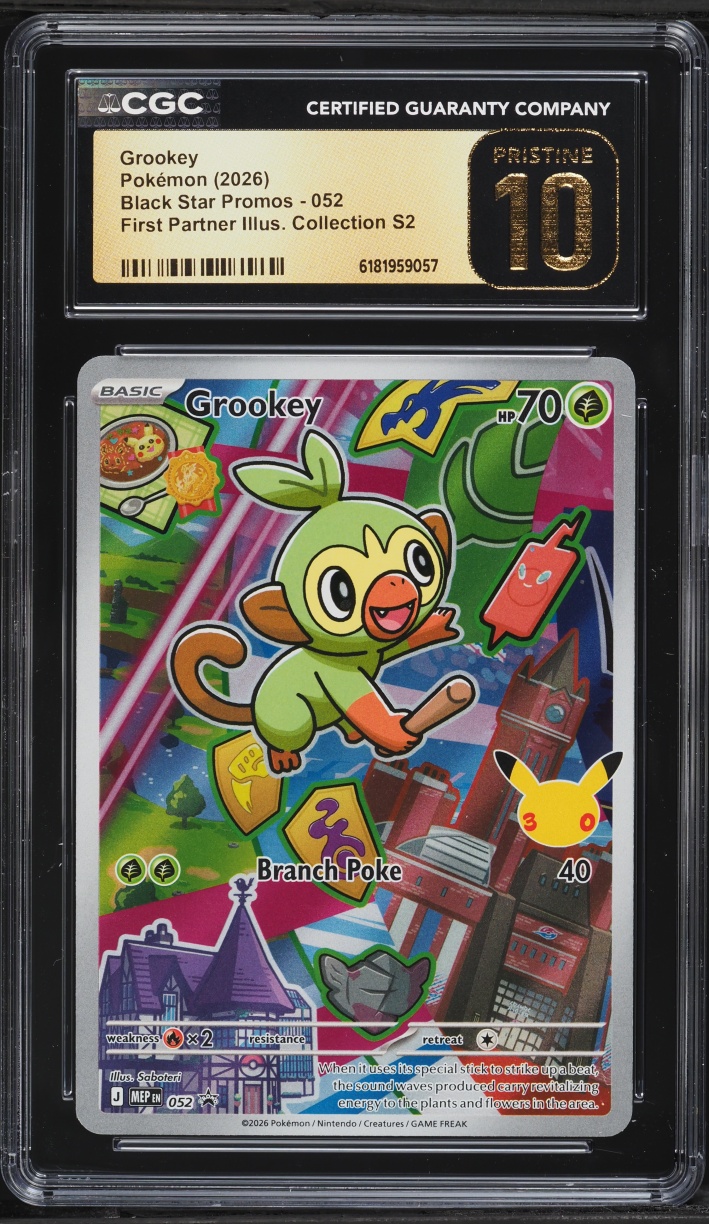2026 Pokemon Mega Promo First Partner Illustration S2 Full Art Grookey #52 CGC 10 PRISTINE