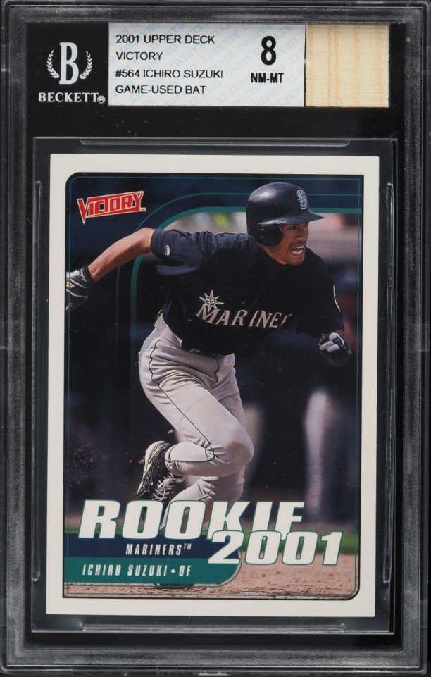 2001 Upper Deck Victory Ichiro Suzuki ROOKIE BAT PATCH #564 BGS 8