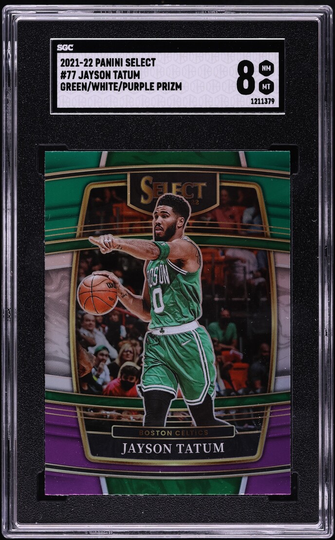 2021 Select Concourse Green White Purple Prizm Jayson Tatum #77 SGC 8 NM-MT