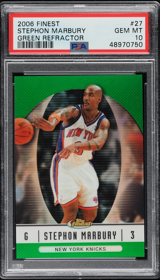 2006 Finest Green Refractor Stephon Marbury /199 #27 PSA 10 GEM MINT