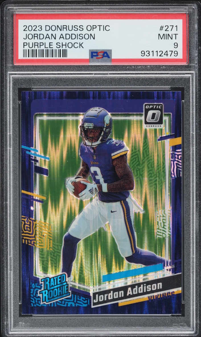 2023 Donruss Optic Purple Shock Jordan Addison ROOKIE #271 PSA 9 MINT