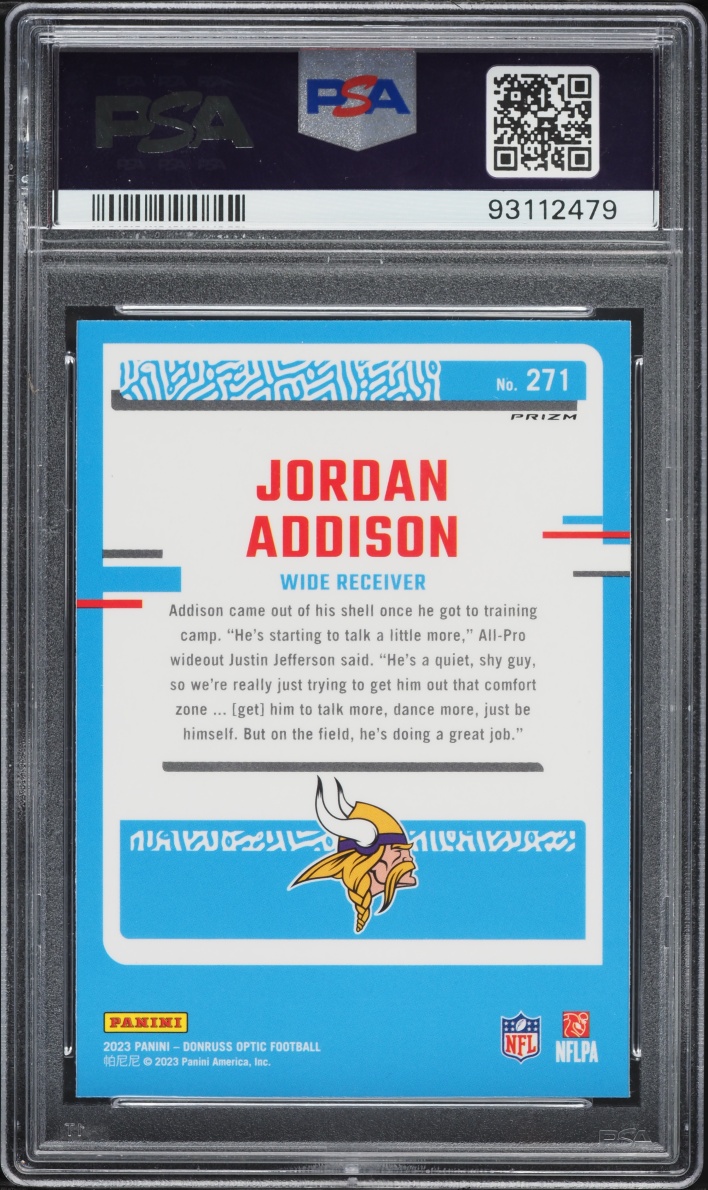 2023 Donruss Optic Purple Shock Jordan Addison ROOKIE #271 PSA 9 MINT