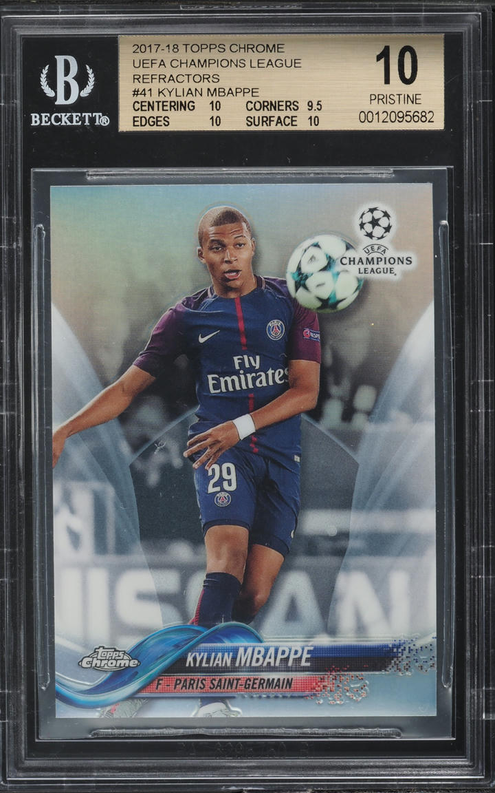 2017 Topps Chrome UEFA Refractor Kylian Mbappe ROOKIE #41 BGS 10 PRISTINE