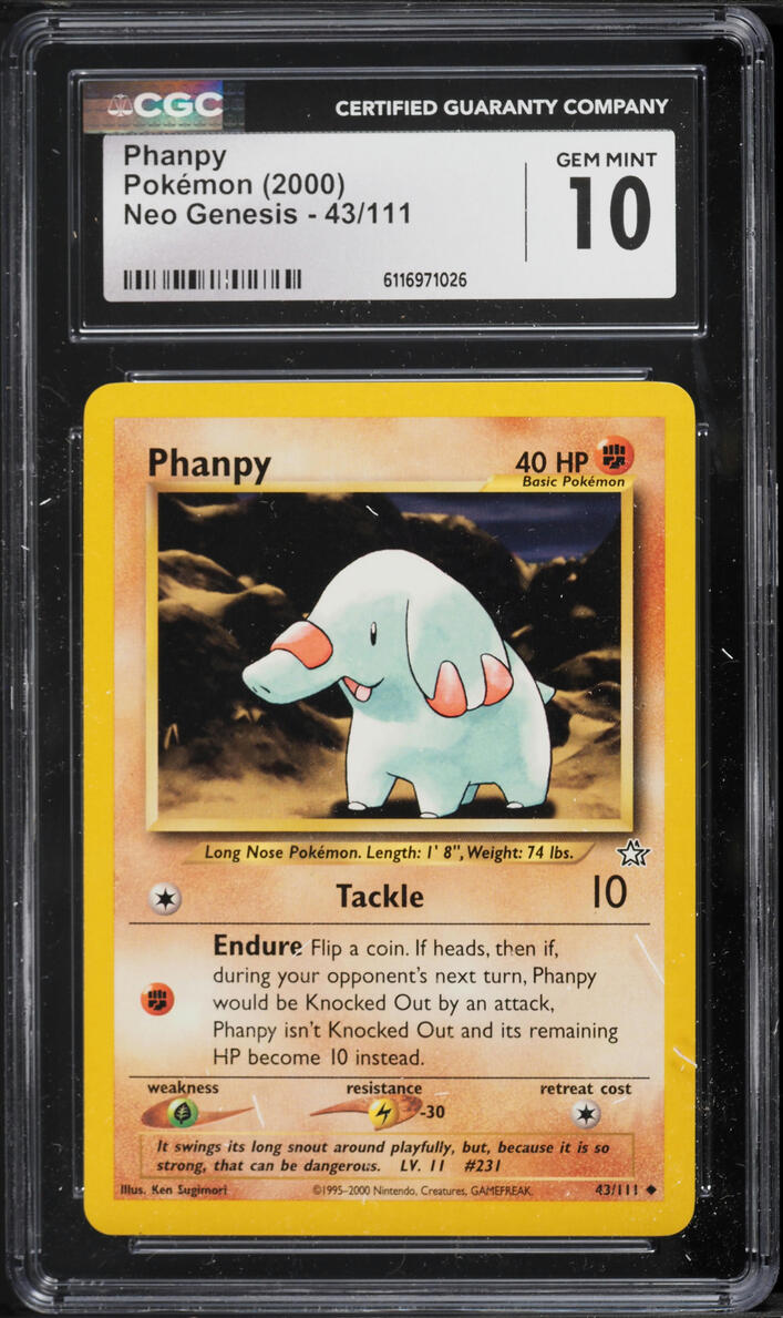 2000 Pokemon Neo Genesis Phanpy #43 CGC 10 GEM MINT