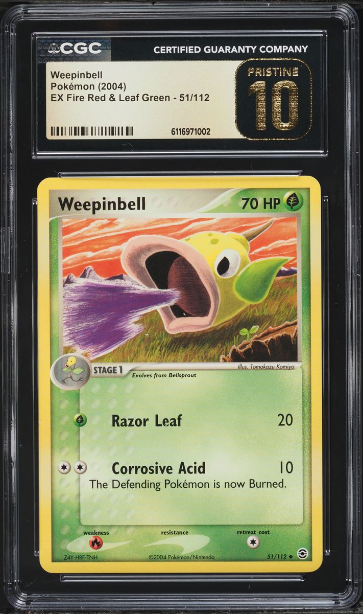 2004 Pokemon EX Fire Red & Leaf Green Weepinbell #51 CGC 10 PRISTINE