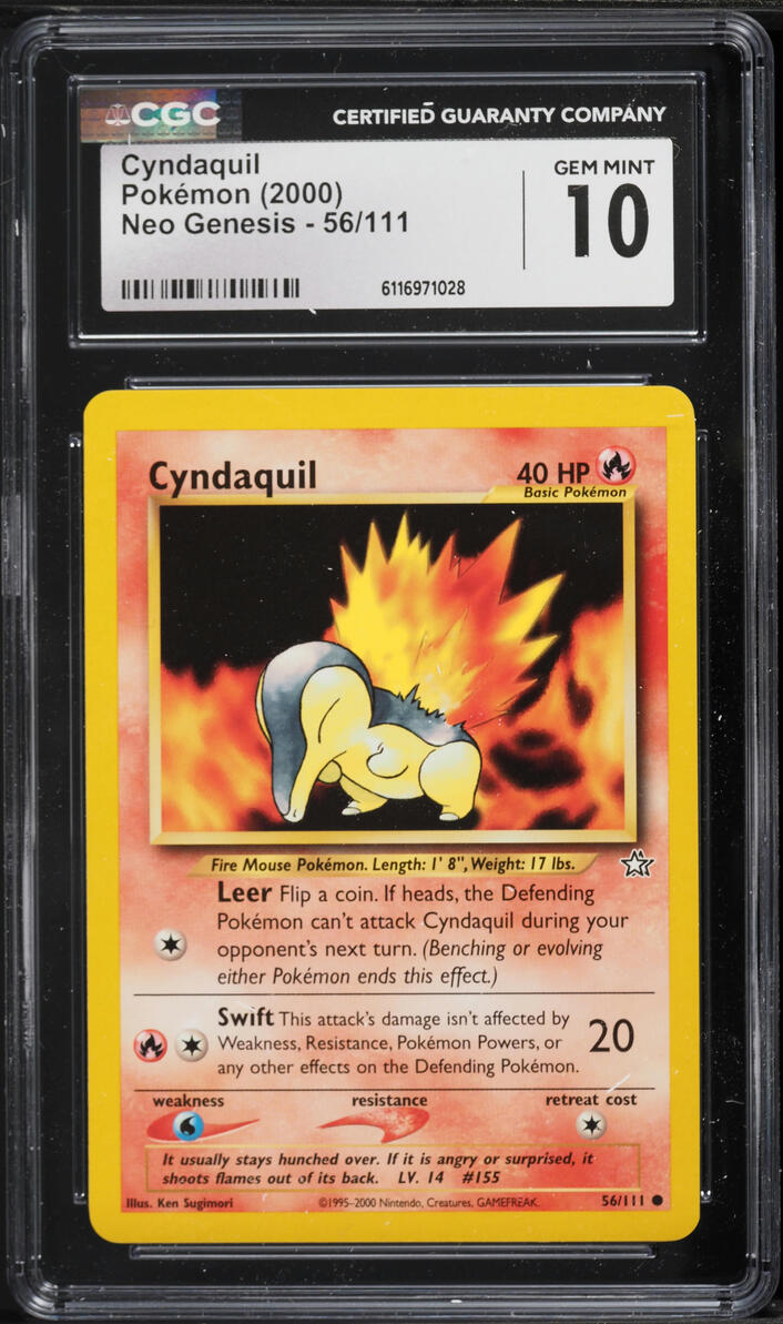 2000 Pokemon Neo Genesis Cyndaquil #56 CGC 10 GEM MINT