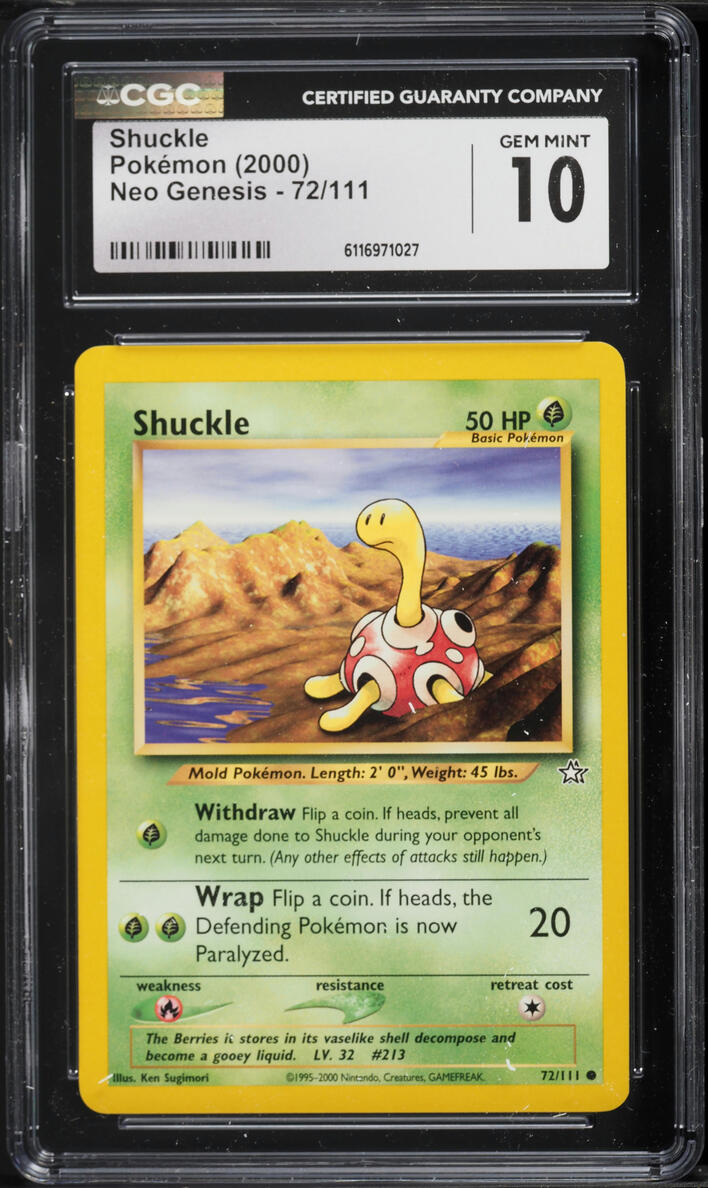 2000 Pokemon Neo Genesis Shuckle #72 CGC 10 GEM MINT