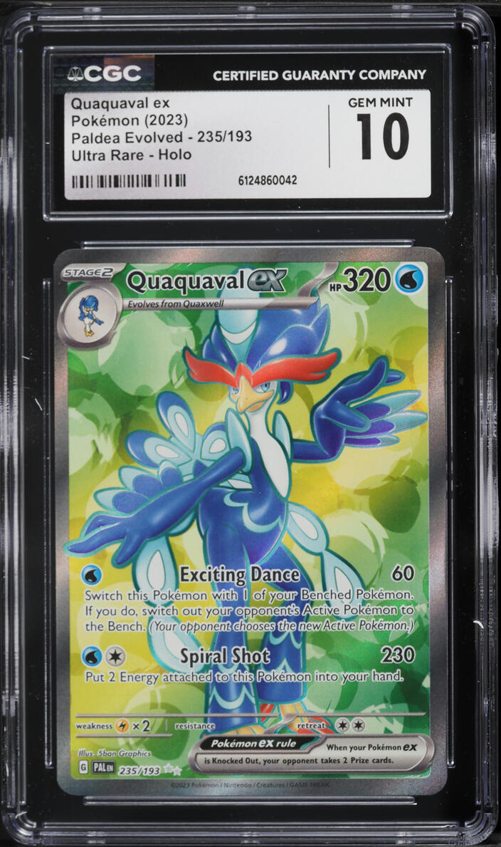 2023 Pokemon Scarlet & Violet Paldea Evolved Full Art Quaquaval ex #235 CGC 10 GEM MINT