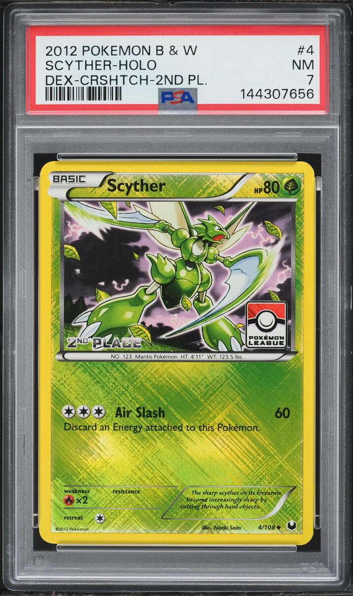 2012 Pokemon Black & White Dark Explorers 2nd Place Holo Scyther #4 PSA 7 NRMT