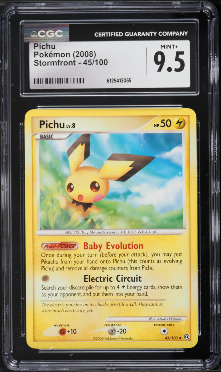 2008 Pokemon Stormfront Pichu #45 CGC 9.5 MINT+
