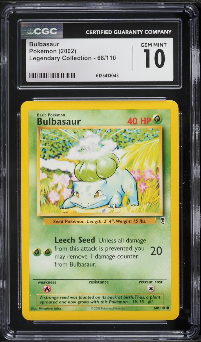 2002 Pokemon Legendary Collection Bulbasaur #68 CGC 10 GEM MINT