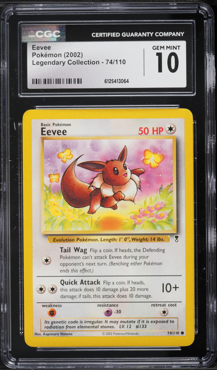 2002 Pokemon Legendary Collection Eevee #74 CGC 10 GEM MINT
