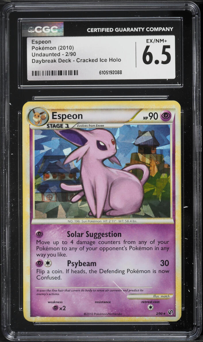 2010 Pokemon HeartGold & SoulSilver Undaunted Daybreak Deck Cracked Ice Holo Espeon #2 CGC 6.5