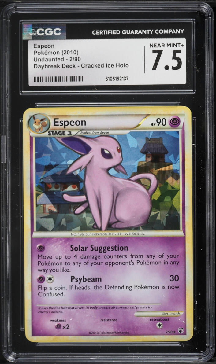 2010 Pokemon HGSS Undaunted Cracked Ice Holo Espeon #2 CGC 7.5 NRMT+