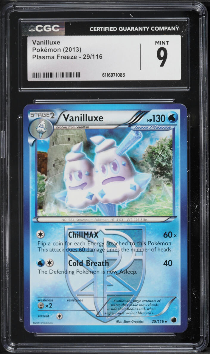 2013 Pokemon Black & White Plasma Freeze Vanilluxe #29 CGC 9 MINT