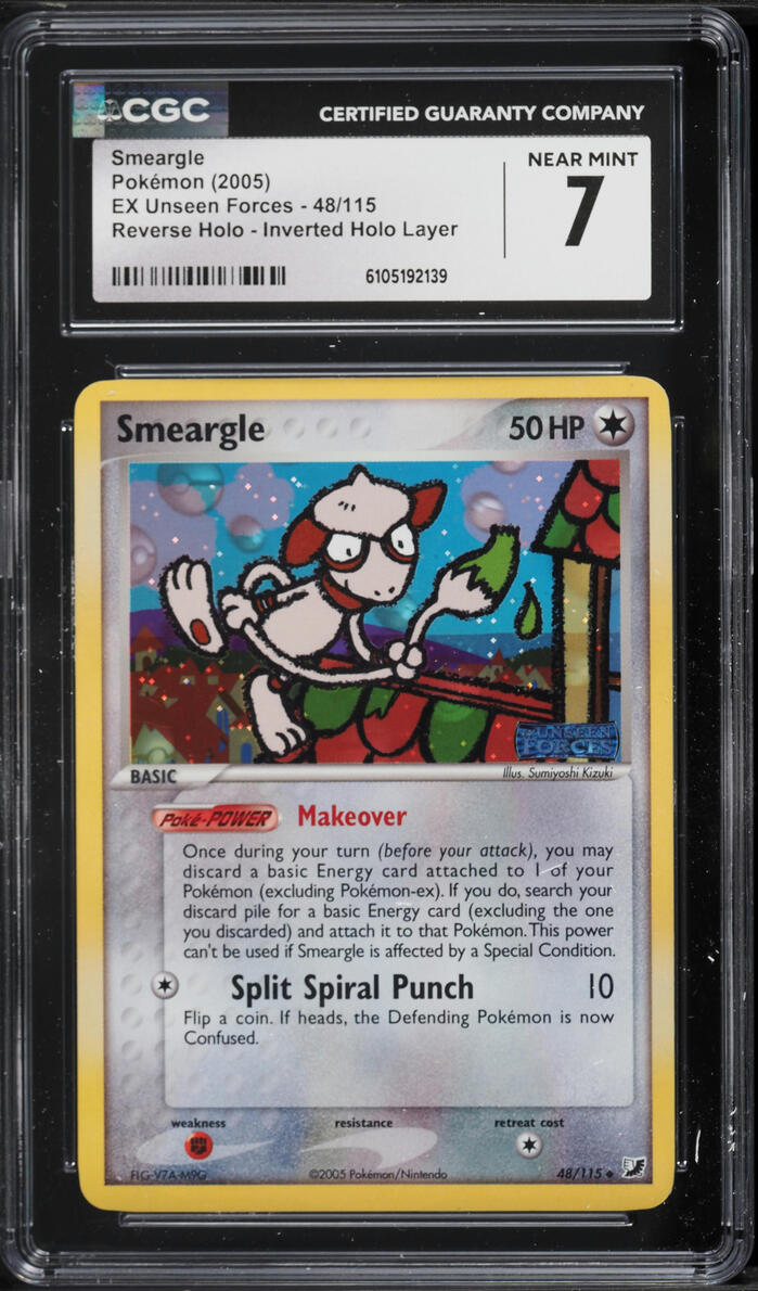 2005 Pokemon EX Unseen Forces Inverted Layer Reverse Holo Smeargle #48 CGC 7 NRMT
