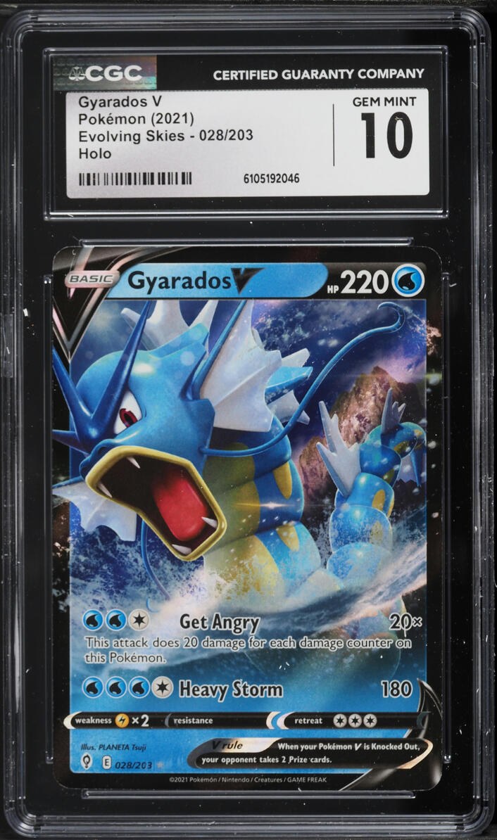 2021 Pokemon Sword & Shield Evolving Skies Full Art Gyarados V #28 CGC 10 GEM MINT