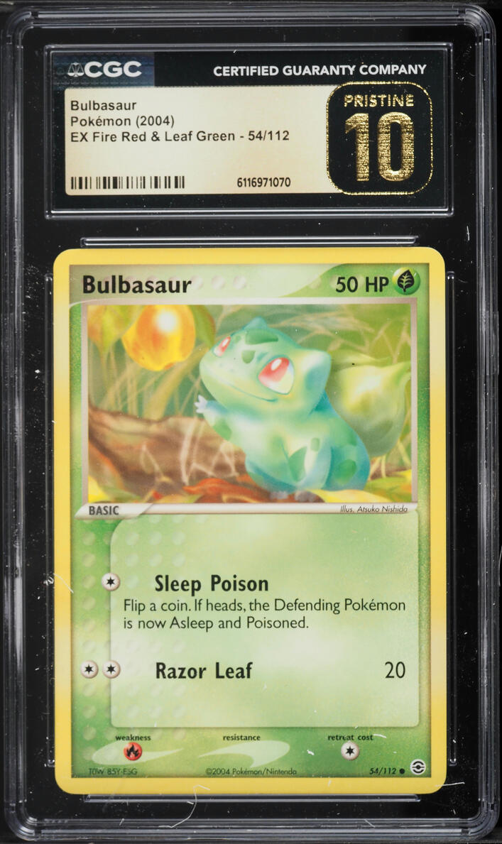 2004 Pokemon EX Fire Red & Leaf Green Bulbasaur #54 CGC 10 PRISTINE