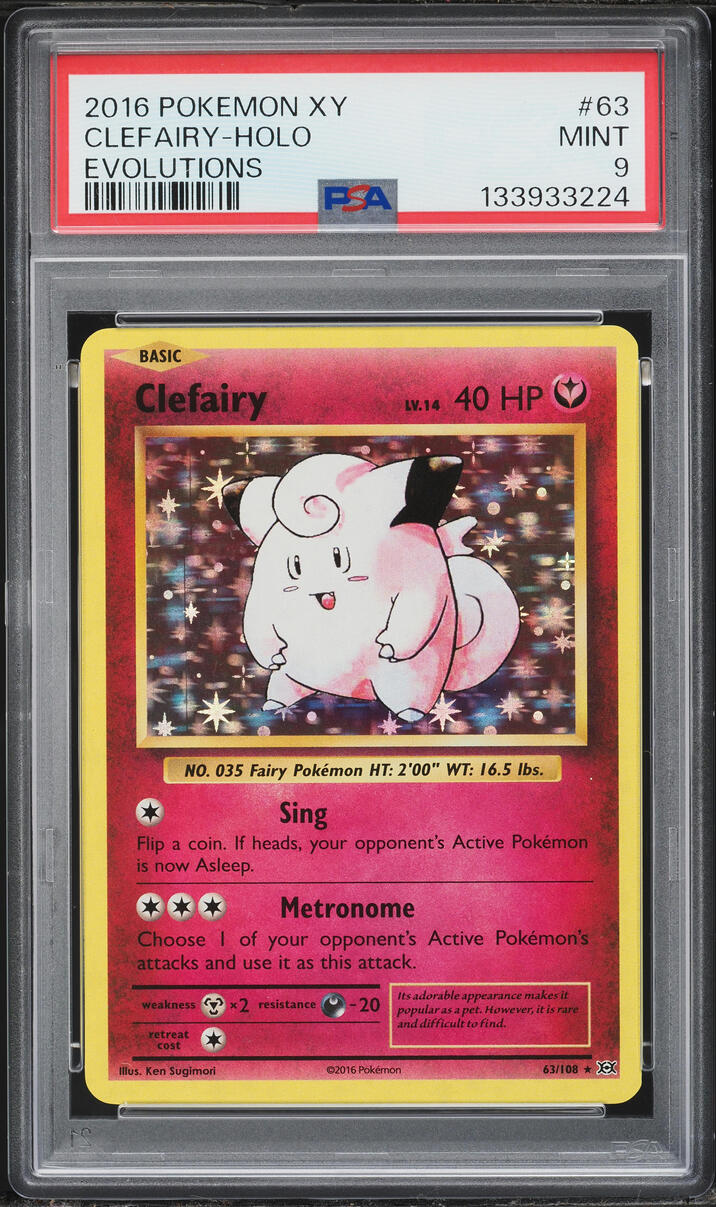 2016 Pokemon XY Evolutions Holo Clefairy #63 PSA 9 MINT