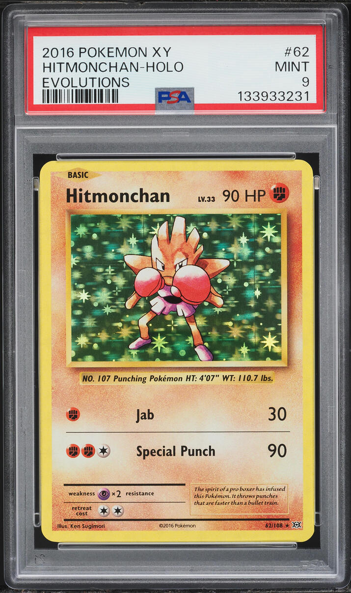 2016 Pokemon XY Evolutions Holo Hitmonchan #62 PSA 9 MINT