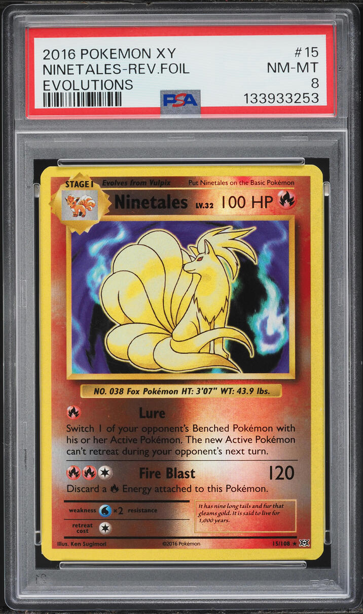 2016 Pokemon XY Evolutions Reverse Holo Ninetales #15 PSA 8 NM-MT