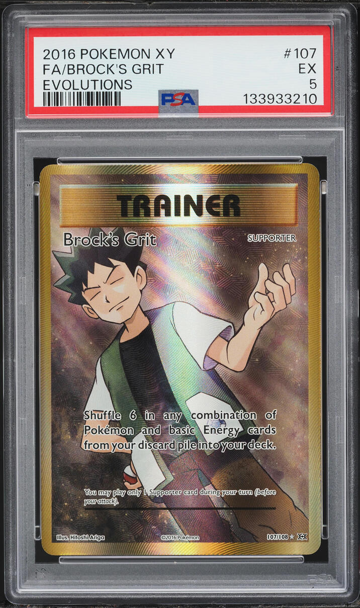 2016 Pokemon XY Evolutions Full Art Brock's Grit #107 PSA 5 EX
