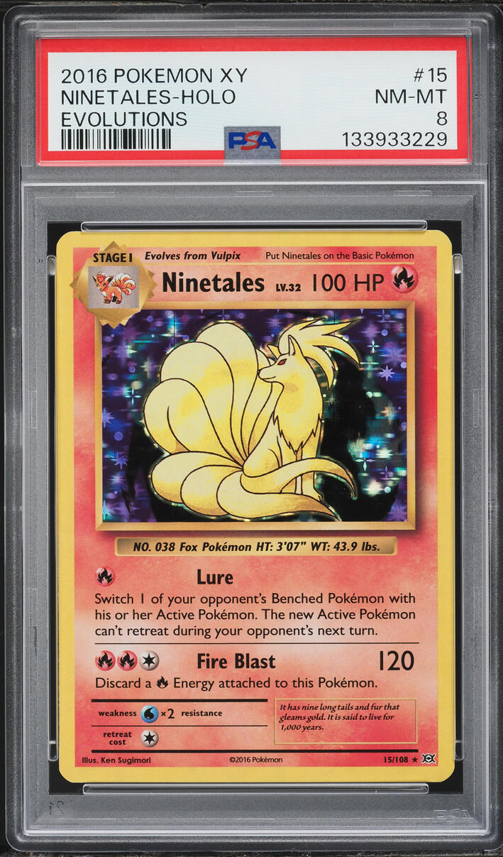 2016 Pokemon XY Evolutions Holo Ninetales #15 PSA 8 NM-MT