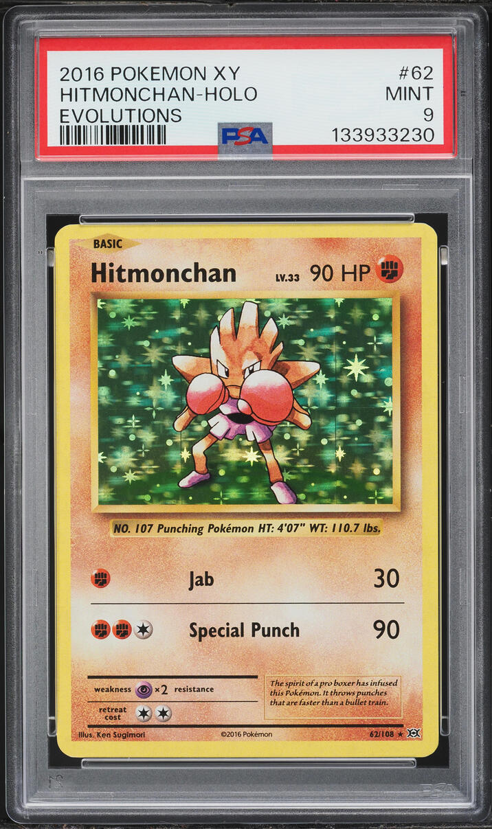 2016 Pokemon XY Evolutions Holo Hitmonchan #62 PSA 9 MINT