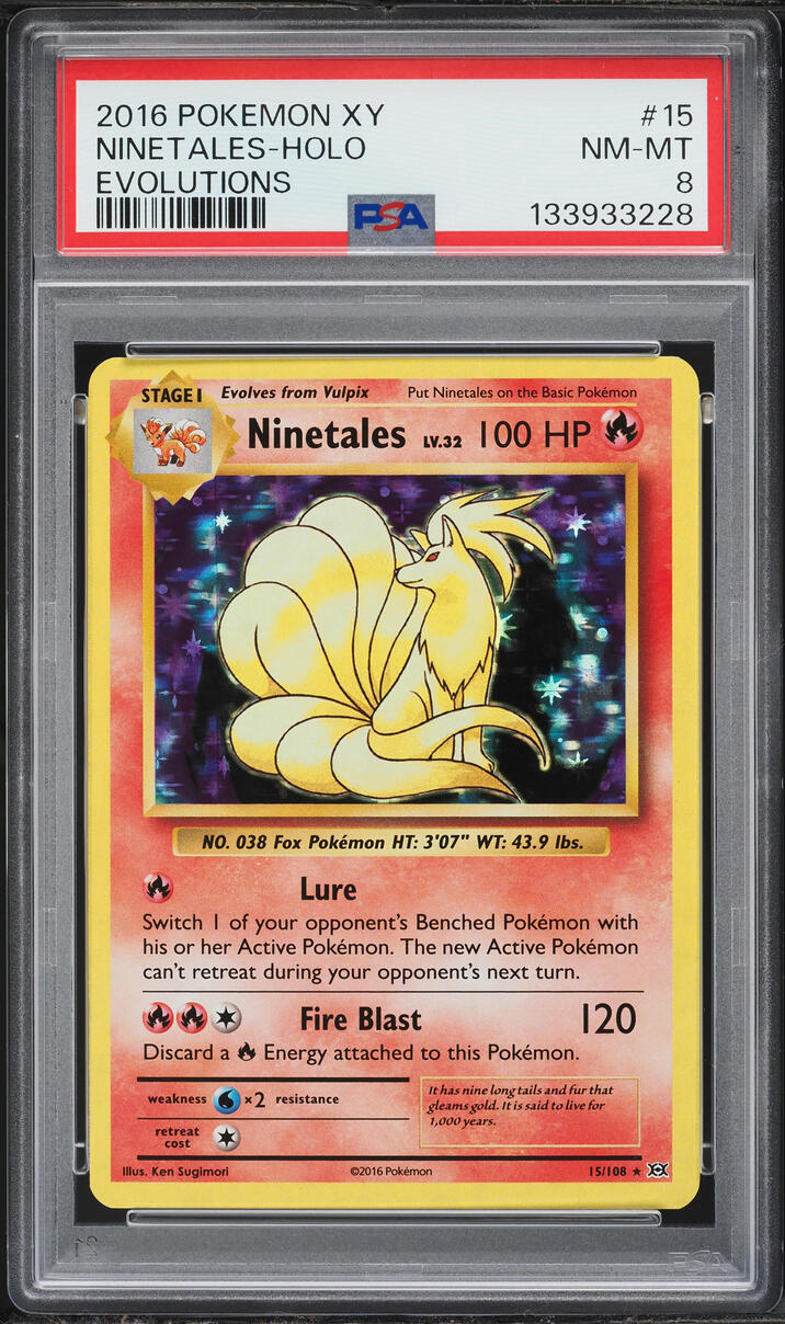 2016 Pokemon XY Evolutions Holo Ninetales #15 PSA 8 NM-MT