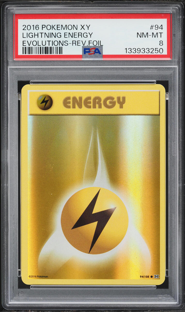 2016 Pokemon XY Evolutions Reverse Holo Lightning Energy #94 PSA 8 NM-MT