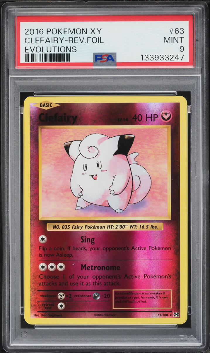 2016 Pokemon XY Evolutions Reverse Holo Clefairy #63 PSA 9 MINT