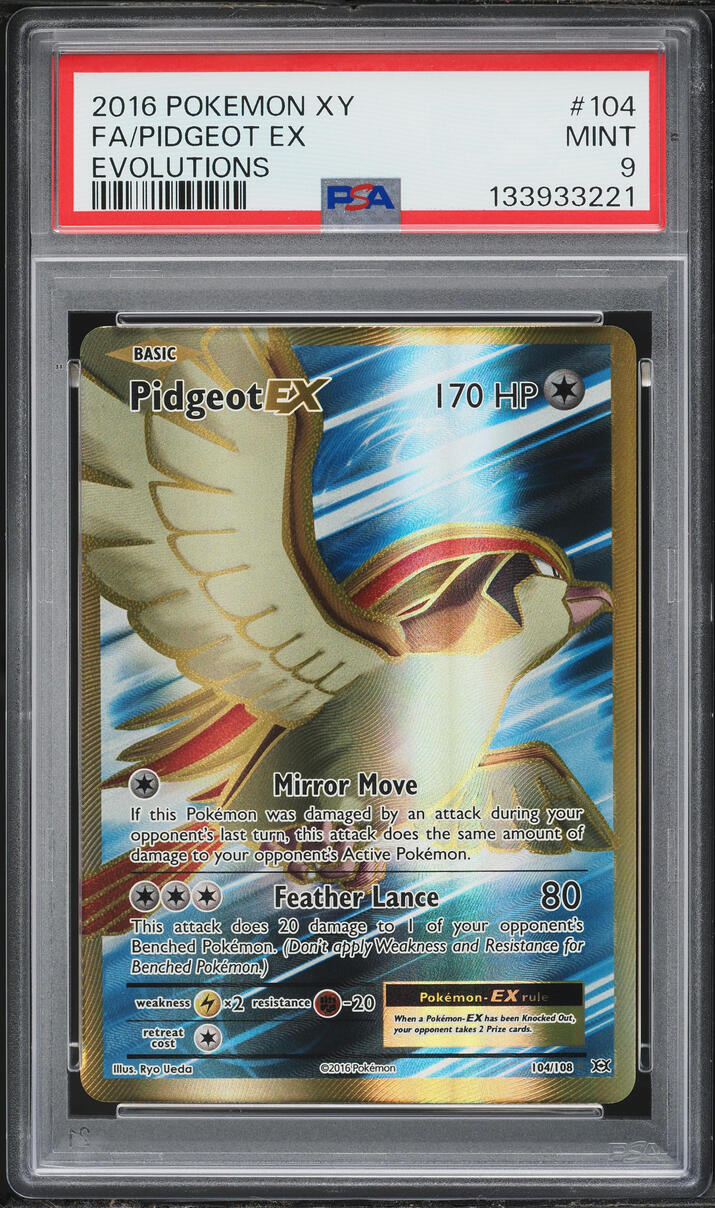 2016 Pokemon XY Evolutions Gold Rare Pidgeot EX #104 PSA 9 MINT