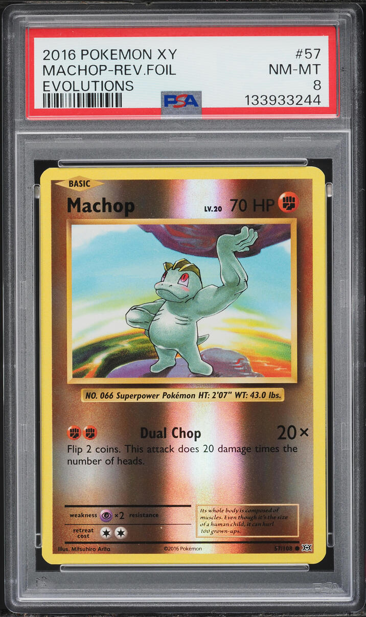 2016 Pokemon XY Evolutions Reverse Holo Machop #57 PSA 8 NM-MT