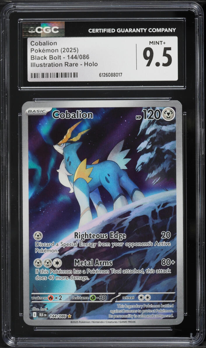 2025 Pokemon Scarlet & Violet Black Bolt IR Cobalion #144 CGC 9.5 MINT+