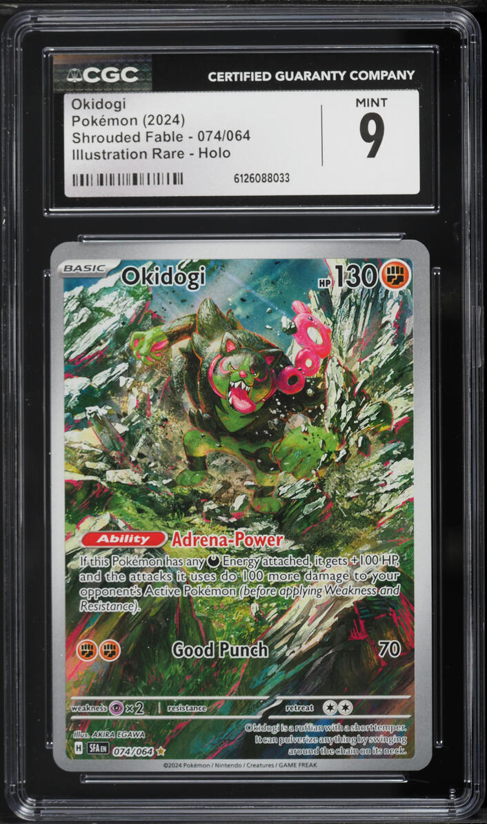 2024 Pokemon Scarlet & Violet Shrouded Fable IR Okidogi #74 CGC 9 MINT