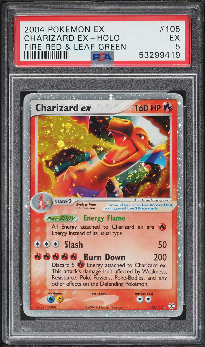 2004 Pokemon EX Fire Red & Leaf Green Holo Charizard ex #105 PSA 5 EX