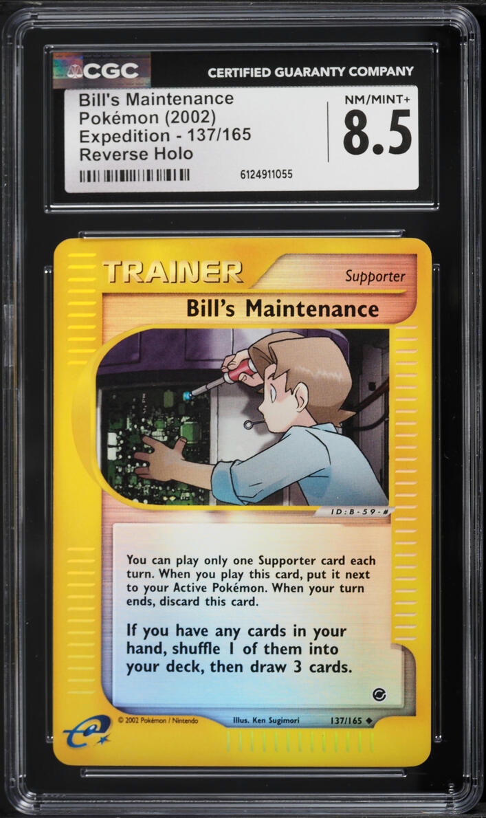 2002 Pokemon Expedition Reverse Holo Bill's Maintenance #137 CGC 8.5 NM-MT+