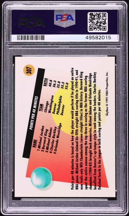 1991 Skybox Basketball Michael Jordan #307 PSA 8 NM-MT