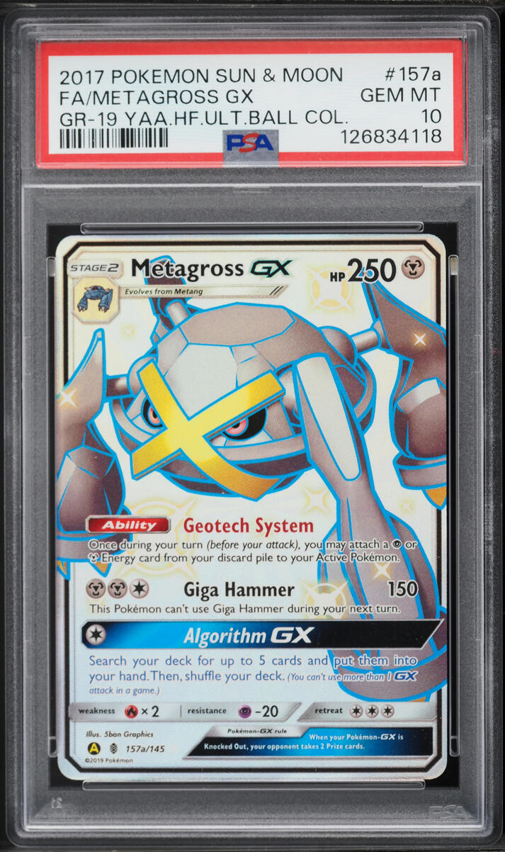 2019 Pokemon Sun & Moon Hidden Fates Full Art Metagross GX #157a PSA 10 GEM MINT