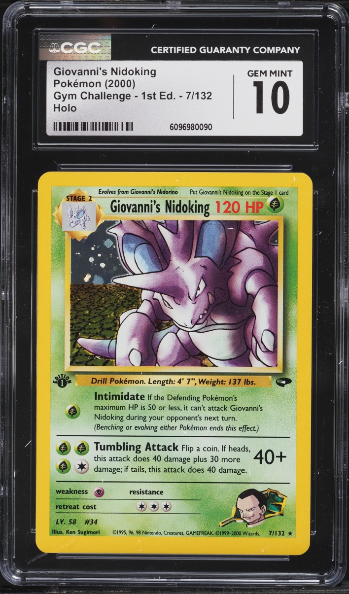 2000 Pokemon Gym Challenge 1st Edition Holo Giovanni's Nidoking #7 CGC 10 GEM MINT