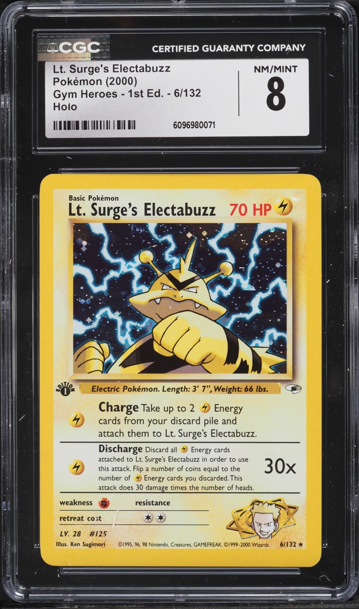 2000 Pokemon Gym Heroes 1st Edition Holo Lt. Surge's Electabuzz #6 CGC 8 NM-MT