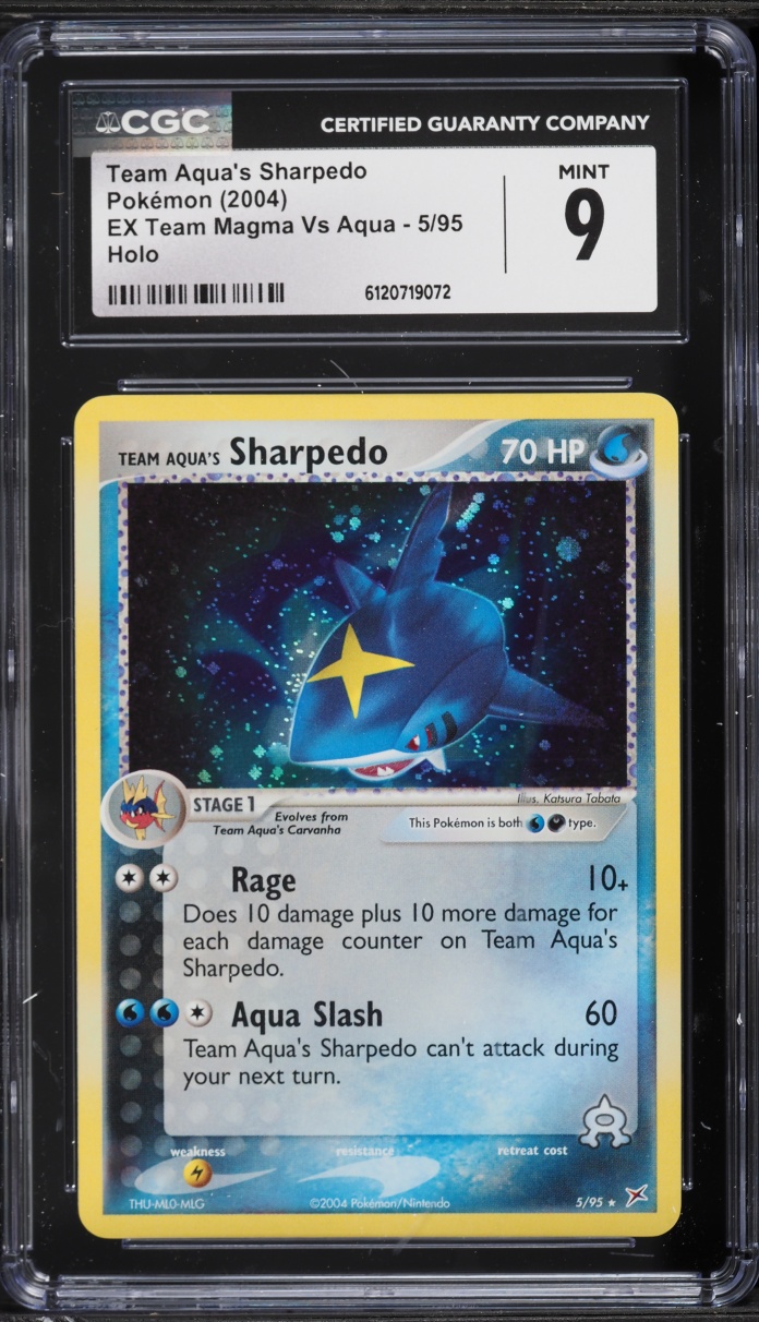 2004 Pokemon EX Team Magma Vs Aqua Holo Team Aqua's Sharpedo #5 CGC 9 MINT