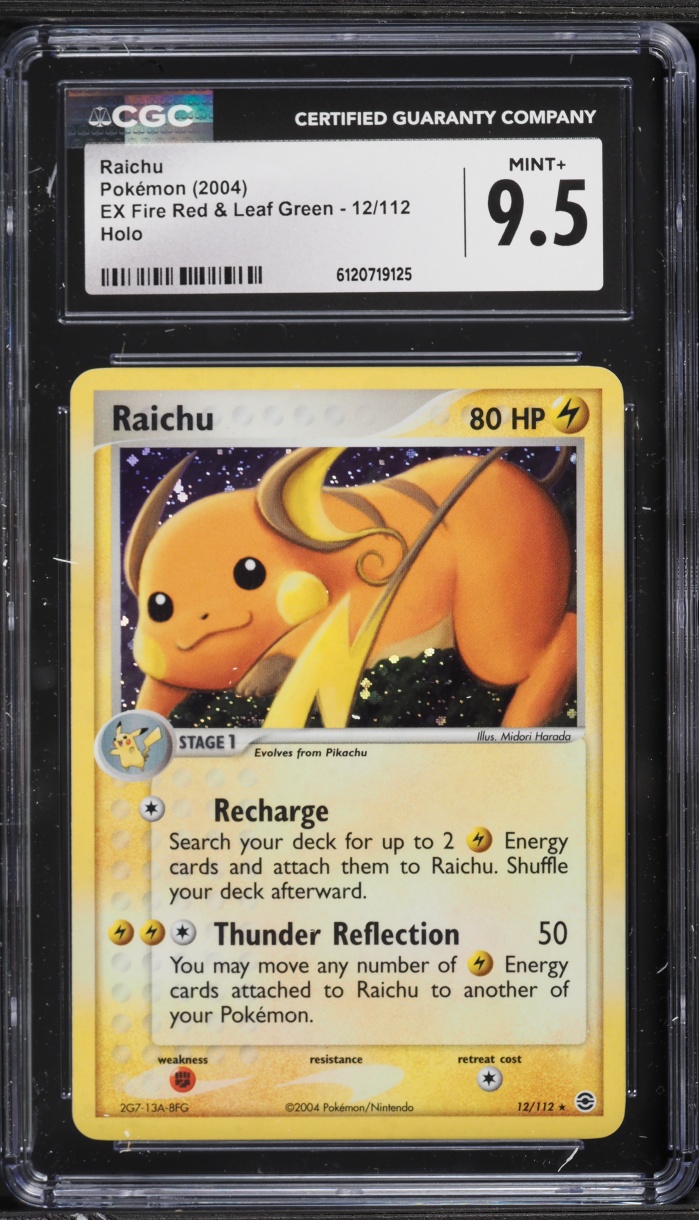 2004 Pokemon EX Fire Red & Leaf Green Holo Raichu #12 CGC 9.5 MINT+