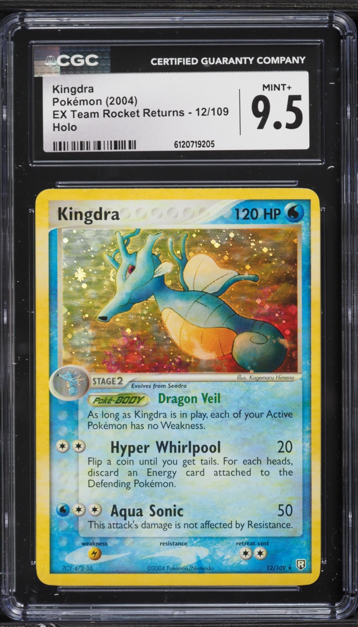2004 Pokemon EX Team Rocket Returns Holo Kingdra #12 CGC 9.5 MINT+