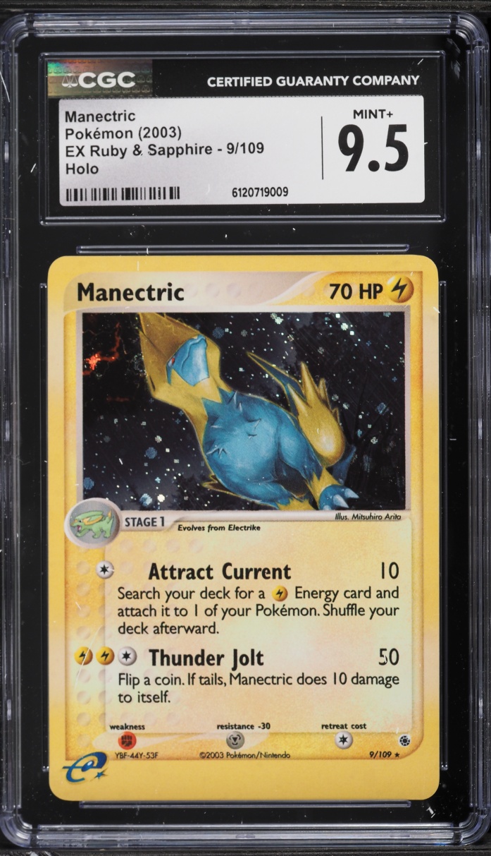2003 Pokemon EX Ruby & Sapphire Holo Manectric #9 CGC 9.5 MINT+